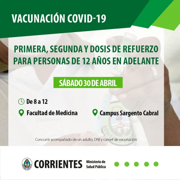 SALUD PÚBLICA INFORMÓ EL CRONOGRAMA DE VACUNACIÓN CONTRA COVID 19 Y ANTIGRIPAL