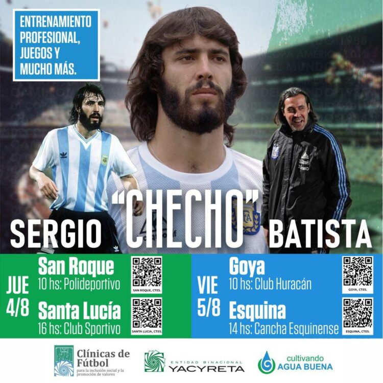 CHECHO BATISTA DICTARÁ CLÍNICAS DE FÚTBOL EN CUATRO CIUDADES CORRENTINAS